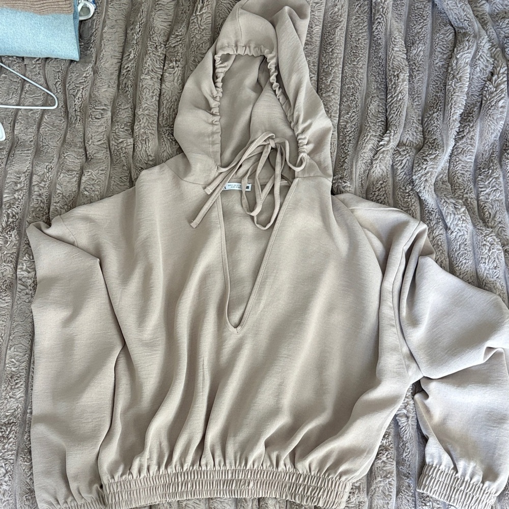 Zara Taupe Hoodie Sweatshirt